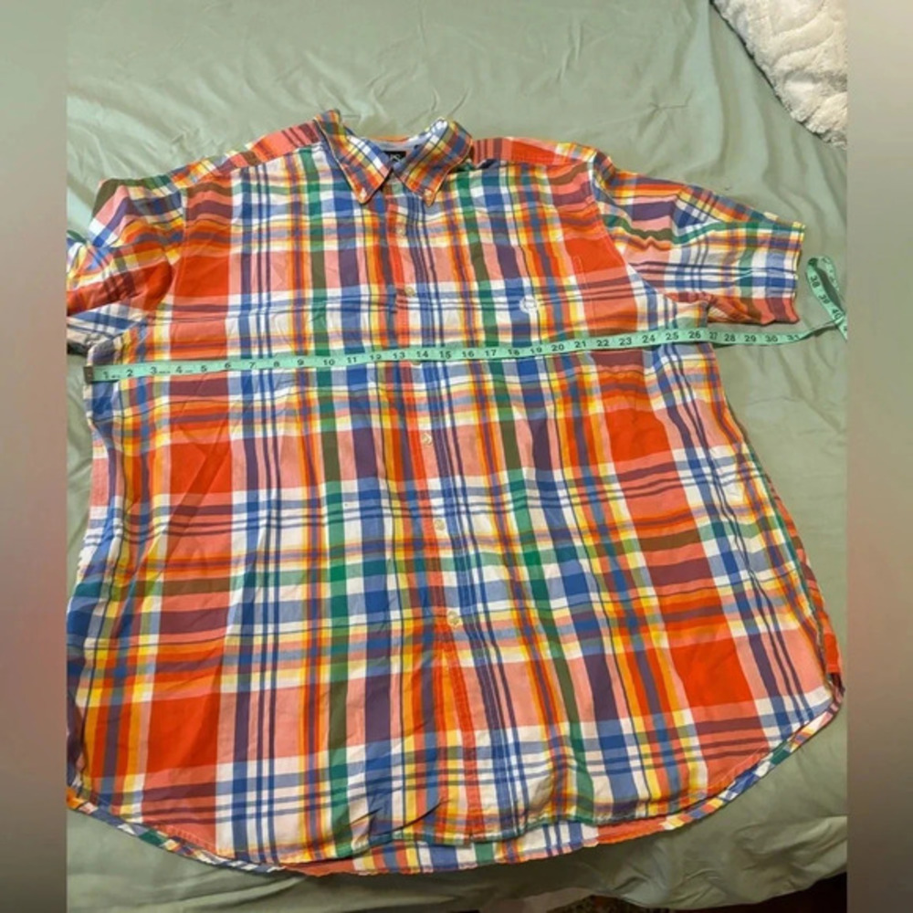 Chaps Shirt Men's 2X-Large Tall Adult Short Sleeve Button Up Cotton/Poly.